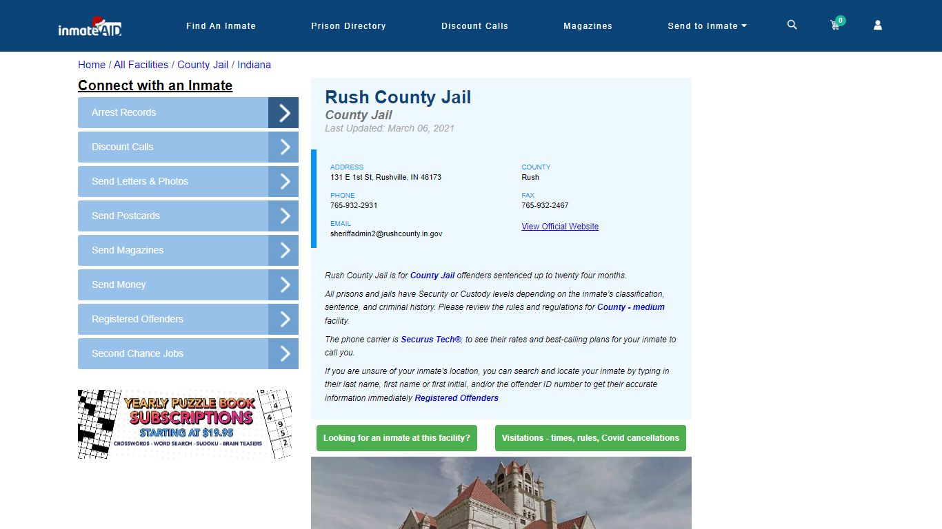 Rush County Jail - Inmate Locator - Rushville, IN