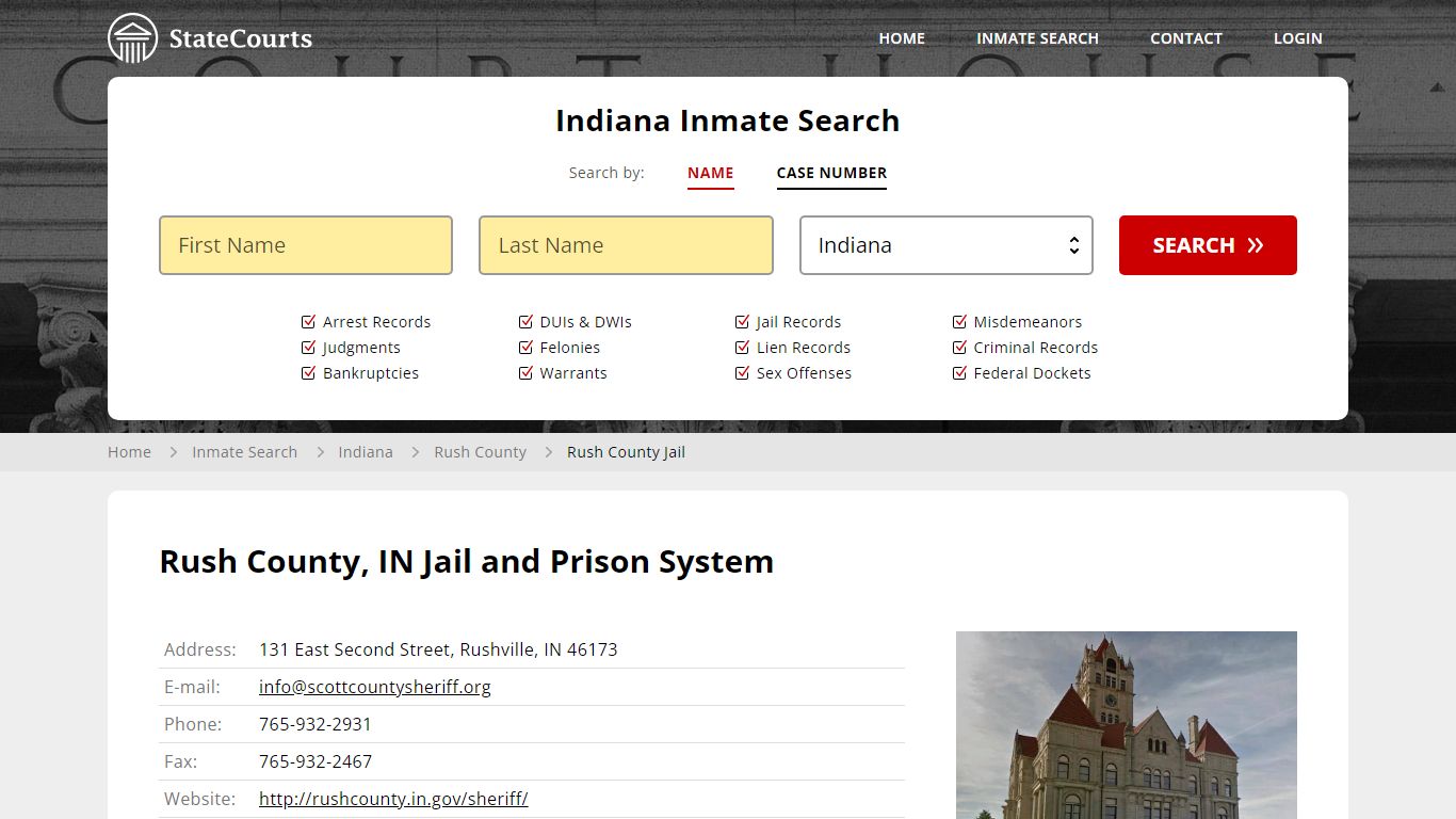 Rush County Jail Inmate Records Search, Indiana - StateCourts
